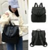 Women's PU Leather Backpack Handbag Large Capacity Shoulder Bag Travel Backpack - Image 2