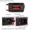 純正弦波逆變器 可將直流12V / 24V轉換為交流110V / 220V 提供1000W、1600W、2000W或3000W的輸出功率 方便攜帶的行動電源轉換器 可搭配太陽能或汽車充電使用 - Image 5