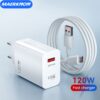 120W USB 充電器快速充電 3.0 USB C 電纜 C 型充電電纜快速手機充電器壁式適配器適用於 iPhone iPad 小米三星 順豐包郵
