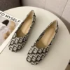 Ladies Square Toe Cotton Fabric Flats Mixed Colors Kintting Slip-Ons Wide Fitting Shoes For Spring Big Size 33-44 Red Black Grey 女士方頭棉平底鞋混色針織一腳蹬寬版鞋春季大碼 33-44 紅色黑色灰色