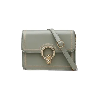 New arrival fashion women shoulder bag ins style PU material chains crossbody bag for girl beautiful Embroidery green color 新款時尚女肩包ins風格PU材質鏈條斜背包女孩漂亮刺繡綠色