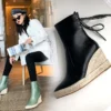 Women's High Quality Ankle Boots Women's Hemp Rope Straw Platform Wedge Boots Women's Zipper Back Collar Autumn Boots 女款高品質及踝靴女麻繩草編厚底坡跟靴女拉鍊後領秋靴 - Image 6
