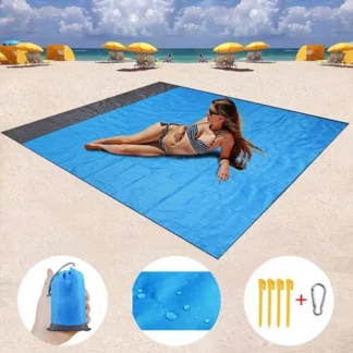 200x210cm Pocket Picnic Waterproof Beach Mat Sand Free Blanket Camping Outdoor Picknick Tent Folding Cover Bedding 200x210 公分袖珍野餐防水沙灘墊無沙毯露營戶外野餐帳篷折疊蓋寢具