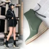 Women's High Quality Ankle Boots Women's Hemp Rope Straw Platform Wedge Boots Women's Zipper Back Collar Autumn Boots 女款高品質及踝靴女麻繩草編厚底坡跟靴女拉鍊後領秋靴 - Image 5