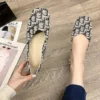 Ladies Square Toe Cotton Fabric Flats Mixed Colors Kintting Slip-Ons Wide Fitting Shoes For Spring Big Size 33-44 Red Black Grey 女士方頭棉平底鞋混色針織一腳蹬寬版鞋春季大碼 33-44 紅色黑色灰色 - Image 4
