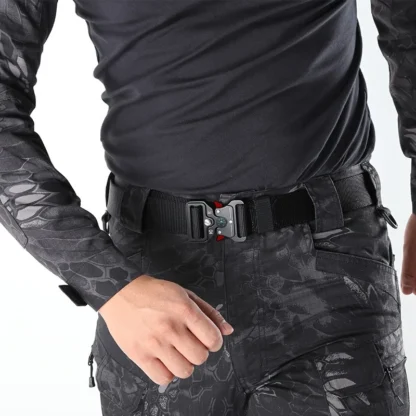 Men Belt Army Outdoor Hunting Tactical Outdoor Mountaineering Multifunctional Tactical Nylon Canvas Woven Trouser Belt - Image 6