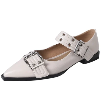 [順豐包郵] Women Flat With Shoes 2024 Designer Luxury Buckle Fashion Ladies Flats Shoes Slingback Pointed Toe Casual Female Sandals Mules - Image 5