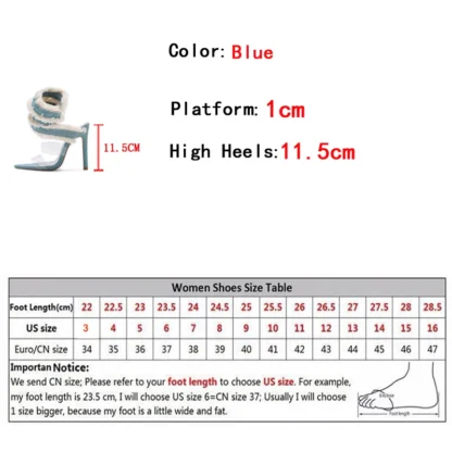 [順豐包郵] Liyke 2025 New Design Denim Ankle Snake Surround Strap Sandal Women Transparent PVC Summer High Heels Party Stripper Shoes Pumps - Image 6